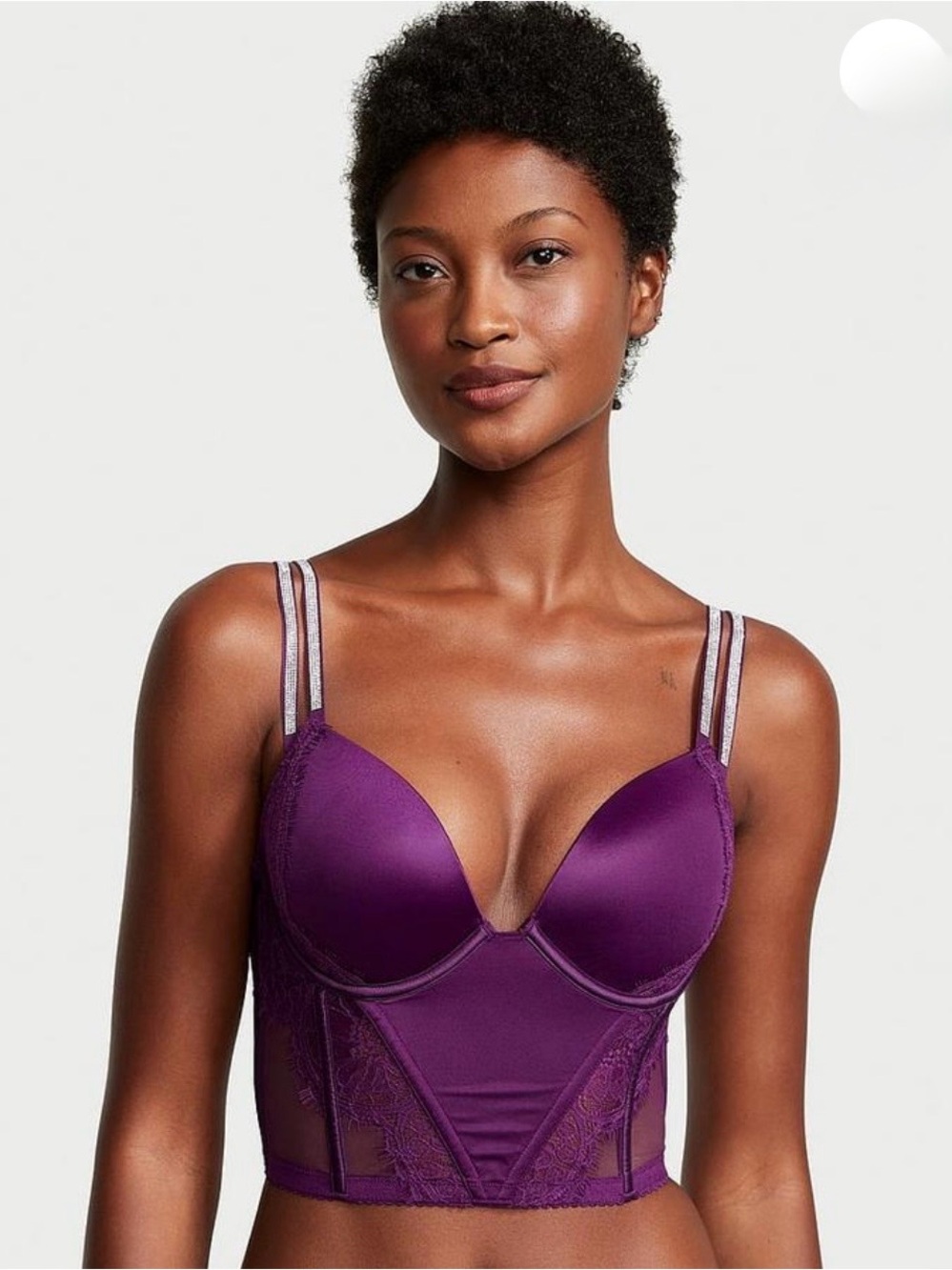 Victoria's Secret Very Sexy Double Strap Lace Push-Up Corset Top Purple 34C